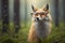 Sophisticated fox wearing glasses in a beautiful forest