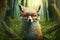 Sophisticated fox wearing glasses in a beautiful forest