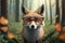 Sophisticated fox wearing glasses in a beautiful forest