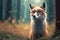 Sophisticated fox wearing glasses in a beautiful forest