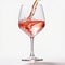 A sophisticated glass of rose wine pouring from a bottle, created by Generative AI
