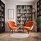 Sophisticated Home Library with Wall of Books and Reading Chairs