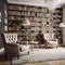 Sophisticated Home Library with Wall of Books and Reading Chairs