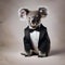 A sophisticated koala in a tuxedo, posing for a portrait with a serene and contented look3