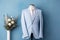 Sophisticated Light blue wedding suit. Generate Ai