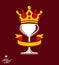 Sophisticated luxury wineglass with golden imperial crown and de