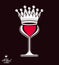 Sophisticated luxury wineglass with king crown, graphic artistic