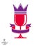 Sophisticated luxury wineglass with king crown, graphic artistic