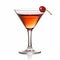 A sophisticated manhattan cocktail with cherry in a coupe glass, created by Generative AI.