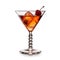 A sophisticated manhattan cocktail in a coupe glass, created by Generative AI.