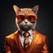 Sophisticated Orange Cat: Realistic Portrait In A Suit And Sunglasses