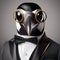 A sophisticated penguin in a tuxedo, posing for a portrait with a cool and collected demeanor2