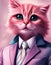 Sophisticated Pink Cat in Suit