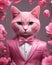 Sophisticated Pink Cat in Suit