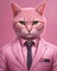 Sophisticated Pink Cat in Suit