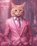 Sophisticated Pink Cat in Suit