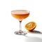 A sophisticated sidecar cocktail in a sugar-rimmed coupe glass, isolated on a white background, created by Generative AI.