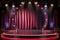 Sophisticated stage with velvet curtains and lights