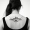 Sophisticated Surrealism: Girls Back Tattoo With Mountains And Lines