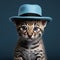 Sophisticated Surrealism: Leopard Kitten In Blue Hat