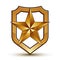 Sophisticated vector blazon with golden star emblem, 3d