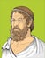 Sophocles cartoon style portrait, vector