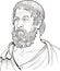Sophocles cartoon style portrait, vector