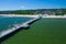 Sopot Aerial View. Sopot resort in Poland. Wooden pier molo with marina and yachts. Sopot is major tourist destination in Poland