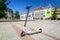 Sopot, Poland - June 19, 2019: Electric scooter for hire in Sopot, Poland. Sopot is major tourist destination in Poland with the