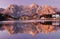 Sorapis Peak reflected in Misurina Lake, in late autumn