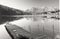 Sorapis Peak reflected in Misurina Lake, in late autumn