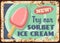 Sorbet ice cream popsicle, rusty vector plate