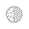 Sore human brain line icon. Cerebral edema, infected organ, brain cancer symbol