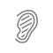 Sore human ear line icon. Hearing organ illness, misophonia symbol