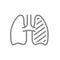 Sore human lung line icon. Respiratory illness, infected organ, pulmonary edema, pneumonia symbol