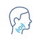 Sore Throat Line Icon. Painful Sore Throat Linear Icon. Male head in Profile Pictogram. Symptom of angina, flu or cold