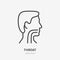 Sore throat line icon, vector pictogram of flu or cold symptom. Man head in profile with angina illustration, sign for