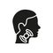 Sore Throat Silhouette Icon. Painful Sore Throat Black Icon. Male head in Profile Pictogram. Symptom of Angina, Flu or