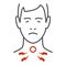 Sore throat thin line icon, healthcare concept, Man feel pain in throat sign on white background, Painful throat icon in