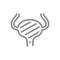 Sore urinary bladder line icon. Cystitis, urinary retention, infected organ symbol