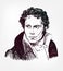 Soren Aabye Kierkegaard vector sketch illustration