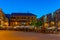 Soria, Spain, June 4, 2022: Night view of Plaza Mayor at Soria,