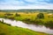Sorot river in summer day, rural Russian landscape