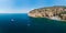 Sorrento coast, Aerial view of the Meta bay. One of the most expensive resorts. beautiful Italy landscape. Sea, boats, mountain