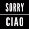 Sorry Ciao slogan, Holographic and glitch typography, tee shirt graphic, printed design