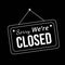 Sorry we are closed. White sign. Realistic vector illustration.