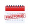 Sorry, this event is Postponed sign, label. Vector stock illustration