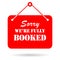 Sorry we are fully booked vector sign