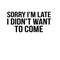 SORRY I AM LATE I DIDN\'T WANT TO COME