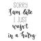 `Sorry I am late, I just wasn`t in a hurry` hand drawn vector lettering.